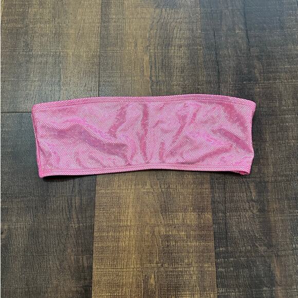Dippin Daisy Metallic Pink Bandeau Bikini Swim Top Women’s Medium - Picture 1 of 11